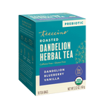Roasted dandelion herbal tea box, prebiotic, dandelion blueberry vanilla, organic, 10 tea bags