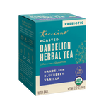 Roasted dandelion herbal tea box—prebiotic, caffeine-free, gluten-free, USDA organic