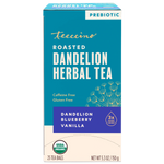 Roasted dandelion herbal tea box, dandelion blueberry vanilla, caffeine free, 25 tea bags