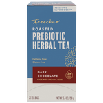 Dark chocolate prebiotic herbal tea box, roasted blend; 25 tea bags, caffeine-free