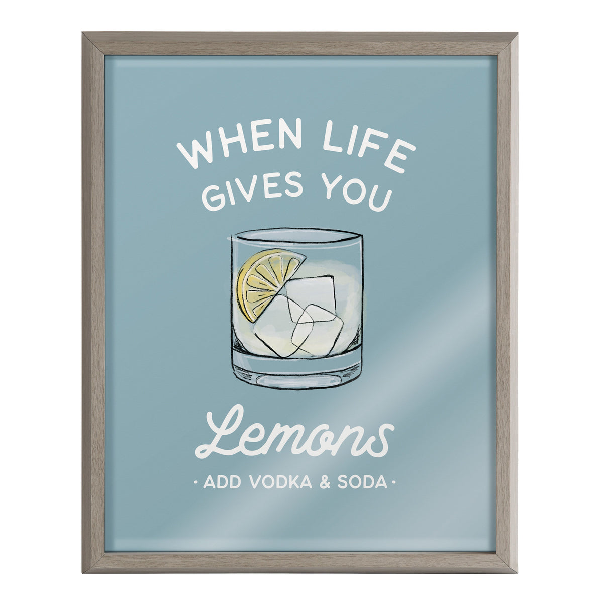 Blake When Life Gives You Lemons Blue Framed Printed Glass by The Creative Bunch Studio