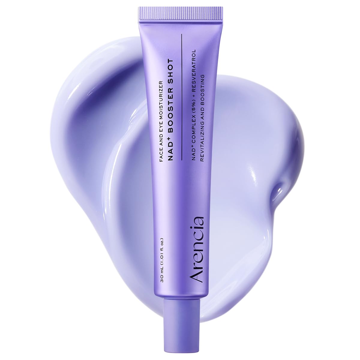 Arencia NAD+ booster shot tube in purple with flip-top cap, front label visible