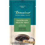 Teecino Dandelion Mocha Mint Herbal Coffee alternative front of bag, brews 6 cups