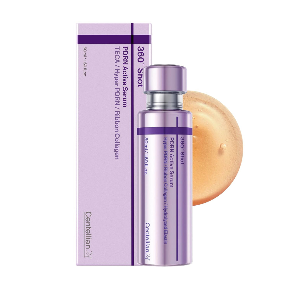Centellian24+ PDRN active serum bottle with lavender box packaging