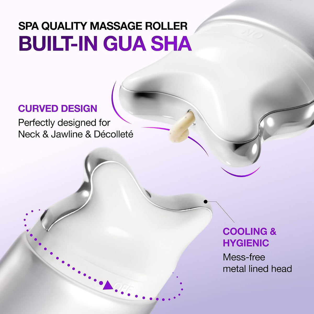 Metal gua sha roller applicator with built-in massage roller for skincare
