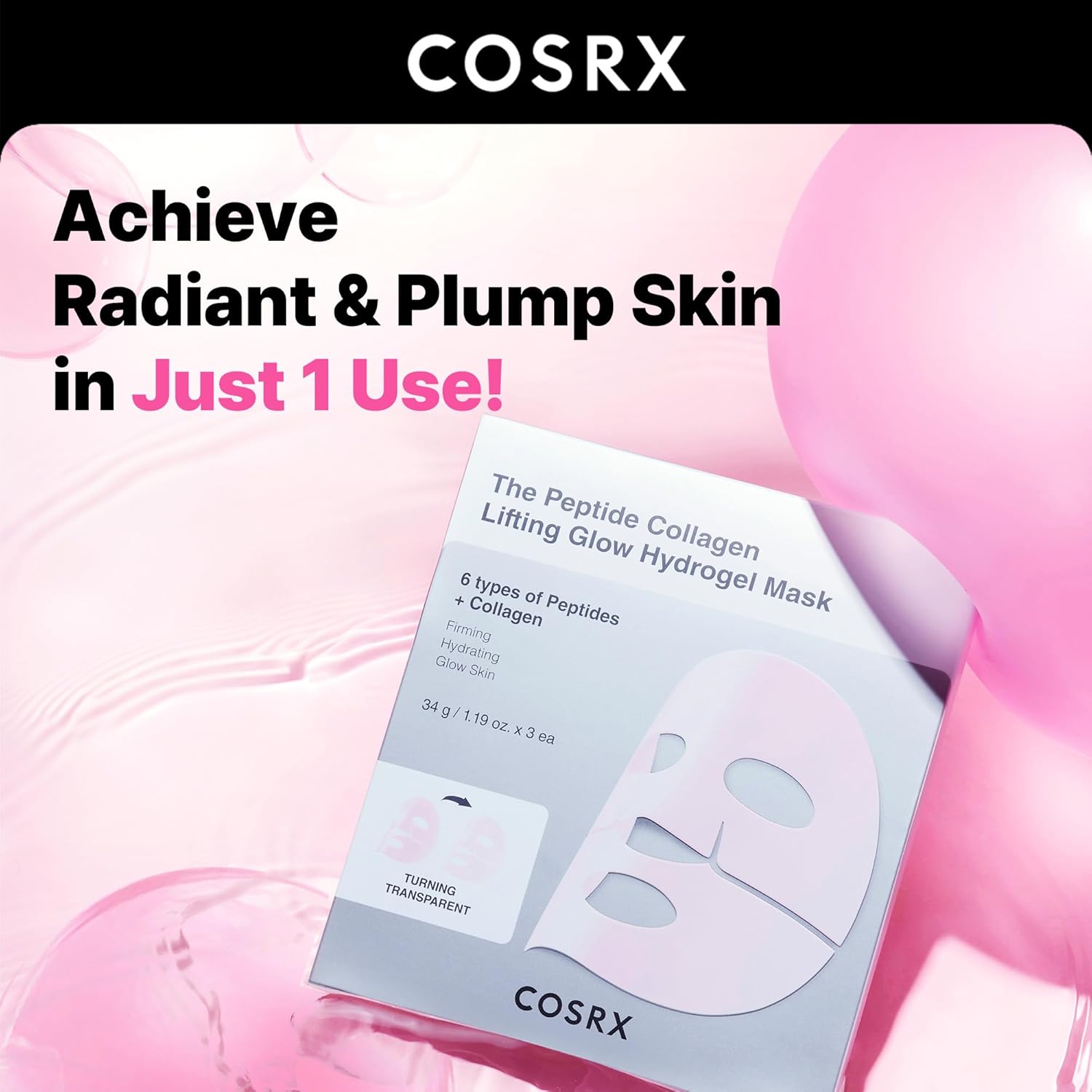 Cosrx hydrogel mask pouch with printed face-mask sheet pattern