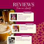 Almond amaretto chicory herbal coffee pouch shown in customer review layout