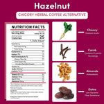 Hazelnut nutrition facts chart for chicory herbal coffee alternative