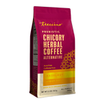 Hazelnut prebiotic chicory herbal coffee pouch, burgundy and tan, 11 oz