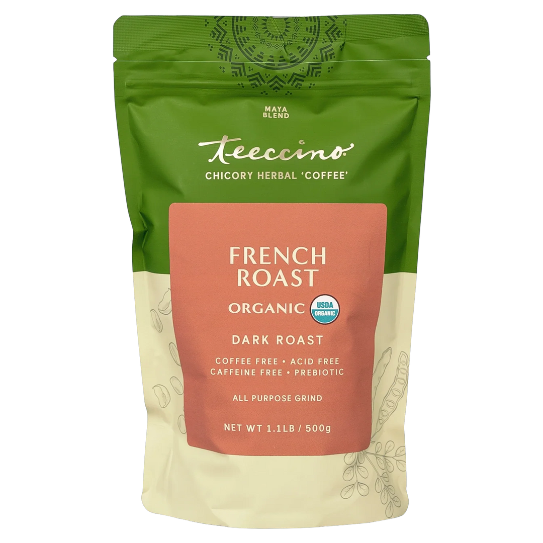 Teecino French Roast Organic prebiotic chicory herbal coffee stand-up pouch, 1.1 lb