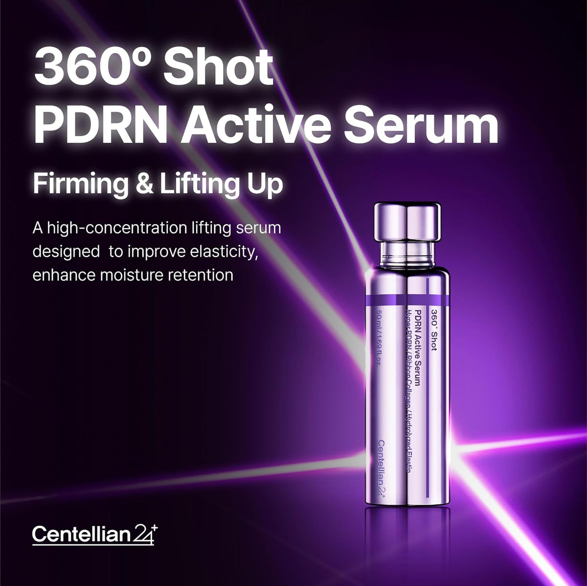 Centellian24+ PDRN active serum bottle with metallic lavender finish