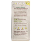 Back of prebiotic chicory herbal coffee bag with ingredient and brewing details