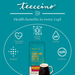 Dandelion herbal coffee alternative bag with health benefit icons, vanilla nut
