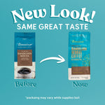Teecino Dandelion Mocha herbal coffee pouches, before and now packaging