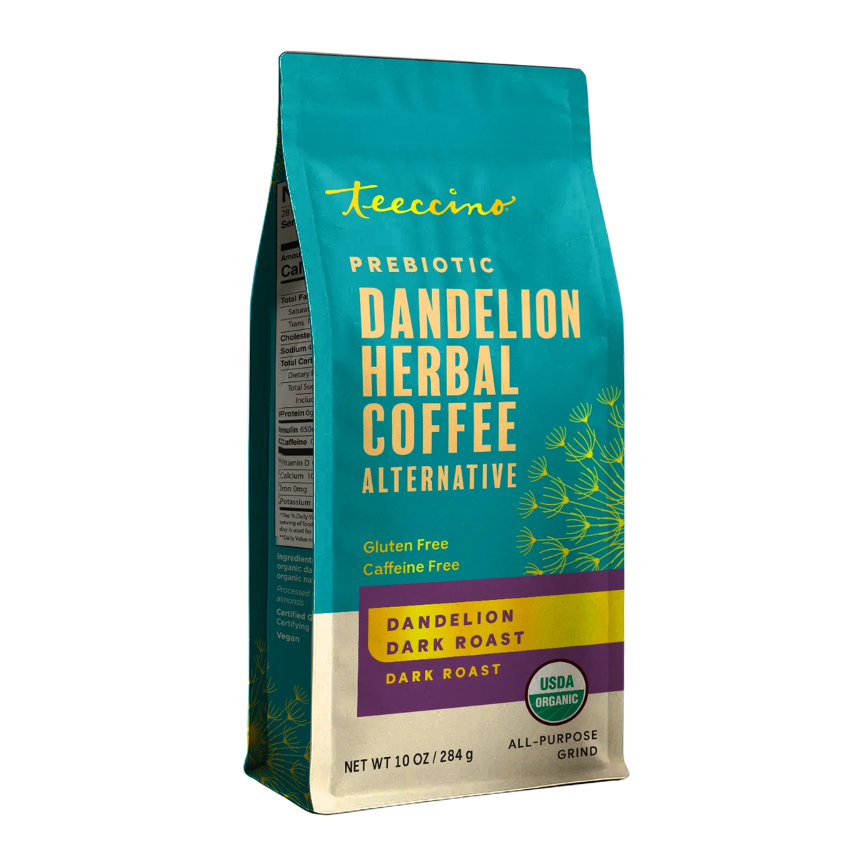 Teecino dandelion herbal coffee alternative pouch, gluten free, caffeine free