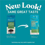 Teecino Dandelion Herbal Coffee alternative packaging shown with 'New Look' graphic