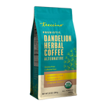 Teecino prebiotic dandelion herbal coffee alternative pouch with coconut roast front