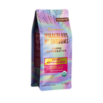 Chaga ashwagandha herbal coffee alternative pouch, iridescent purple-pink prebiotic blend
