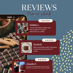 Dark chocolate prebiotic herbal coffee pack with review callouts