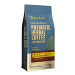 Prebiotic herbal coffee alternative bag, dark chocolate flavor, made with organic herbs