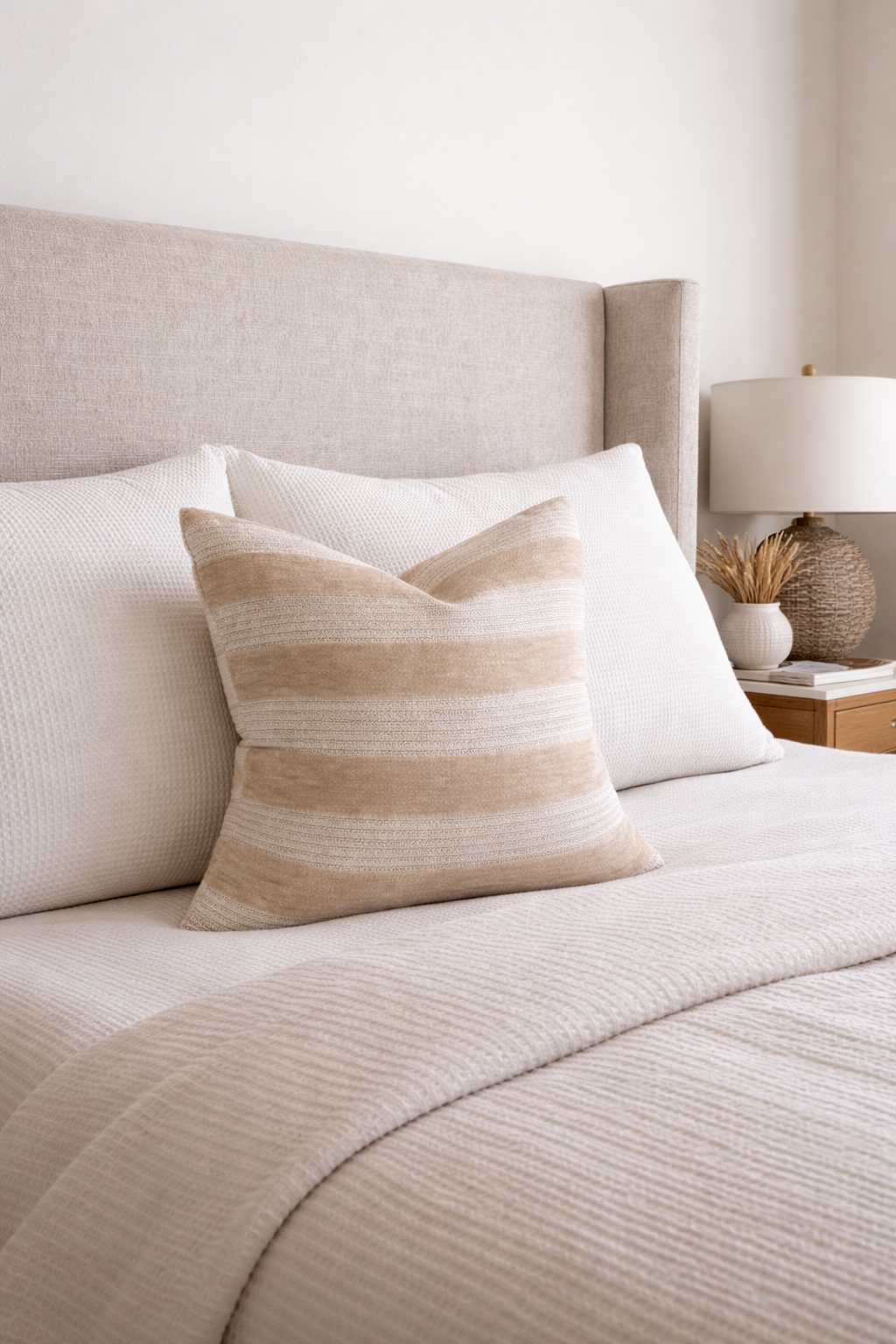 Wychmere Beige and Cream Striped Pillow Cover