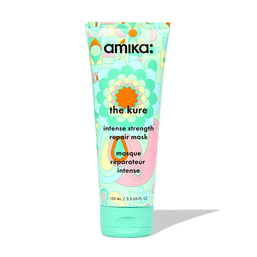 Amika intense strength repair mask tube, mint aqua squeeze bottle with cap