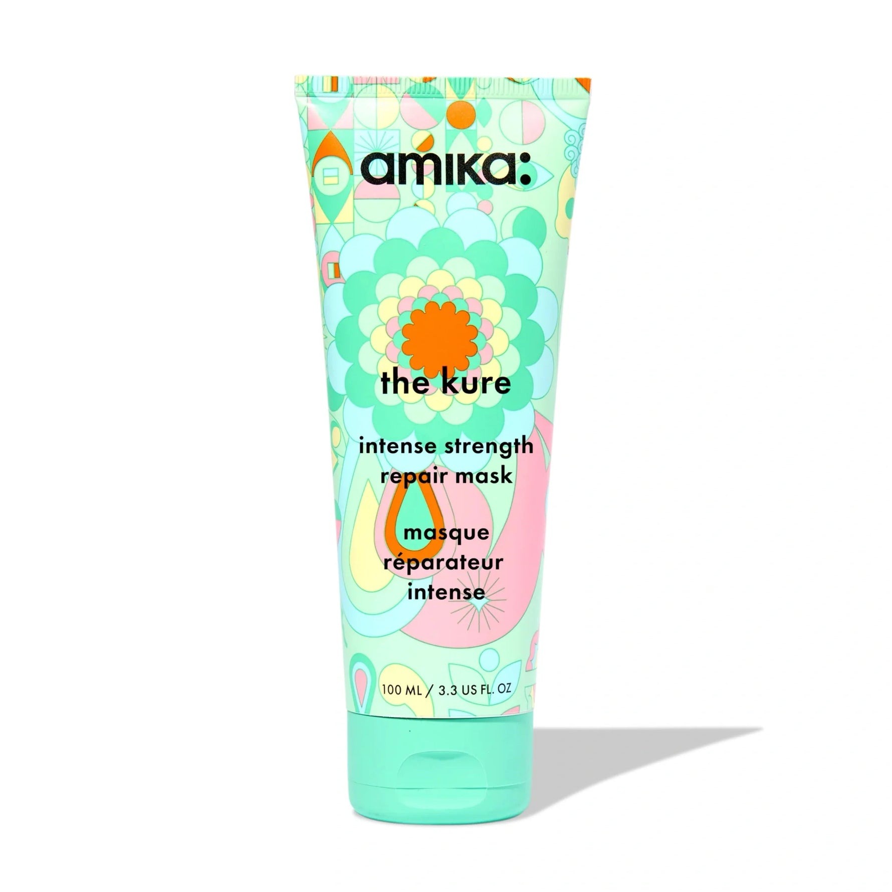 Amika intense strength repair mask tube, mint aqua squeeze bottle with cap
