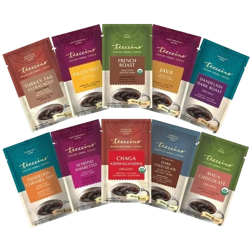 Herbal coffee sampler variety packs, assorted Teecino flavor bags