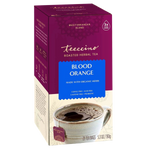 Roasted herbal tea box labeled Blood Orange; 25 tea bags, 3x more promise