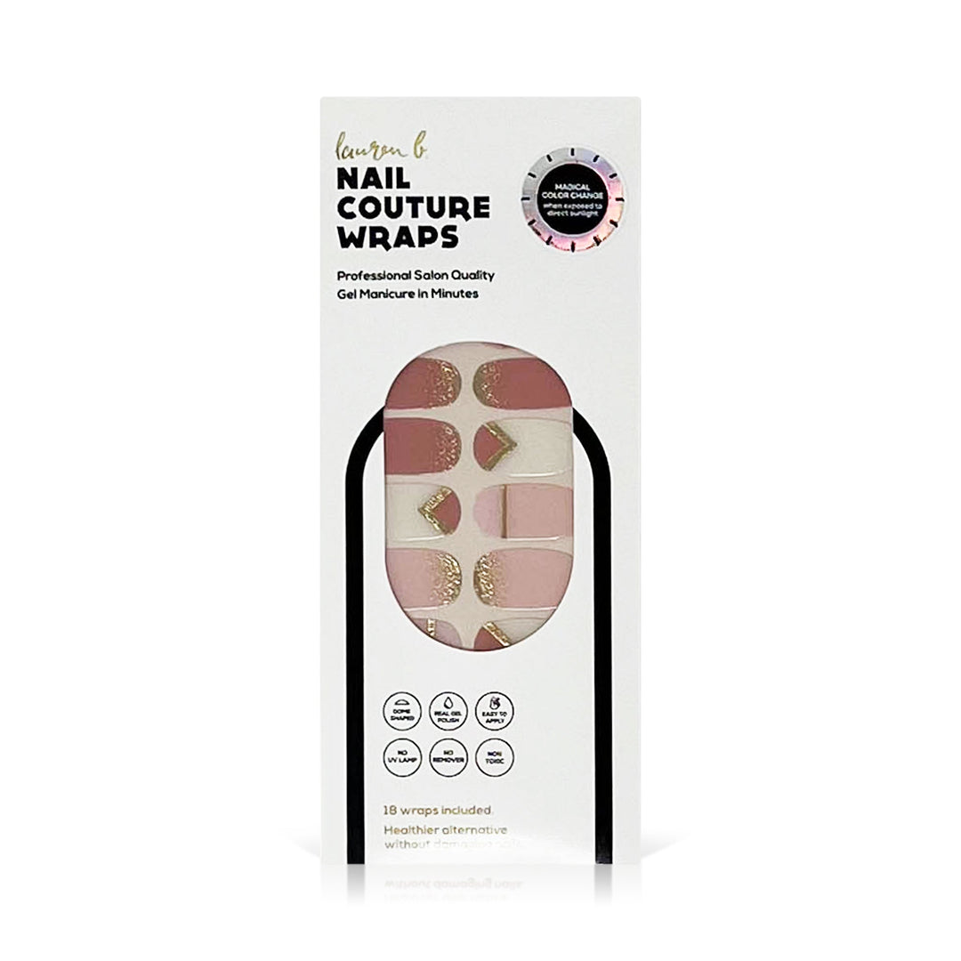 COLOR CHANGE Pink & Gold Delicate Geometric Gel Nail Wrap