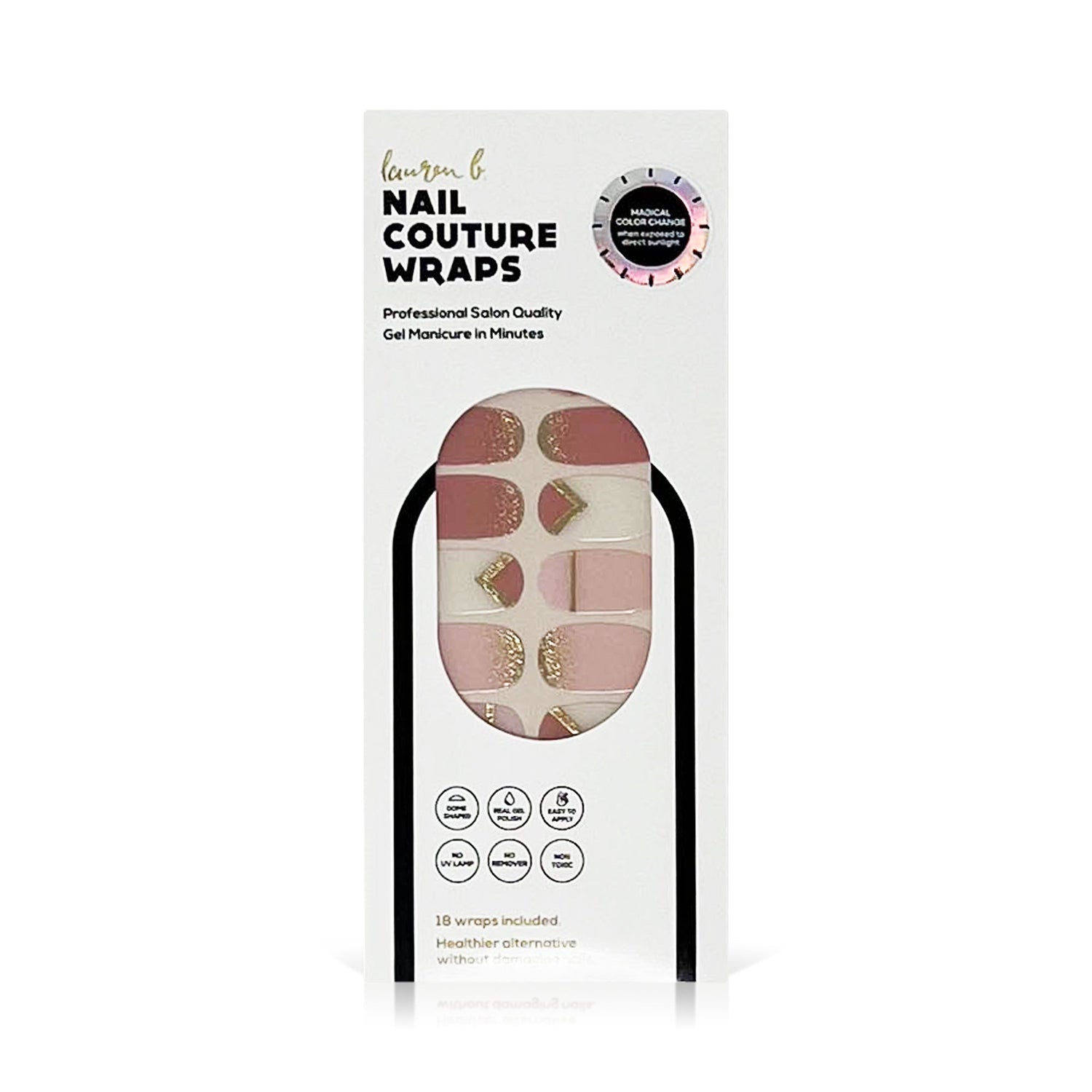 COLOR CHANGE Pink & Gold Delicate Geometric Gel Nail Wrap