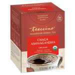 Side view of Chaga Ashwagandha mushroom herbal tea box with red USDA organic badge