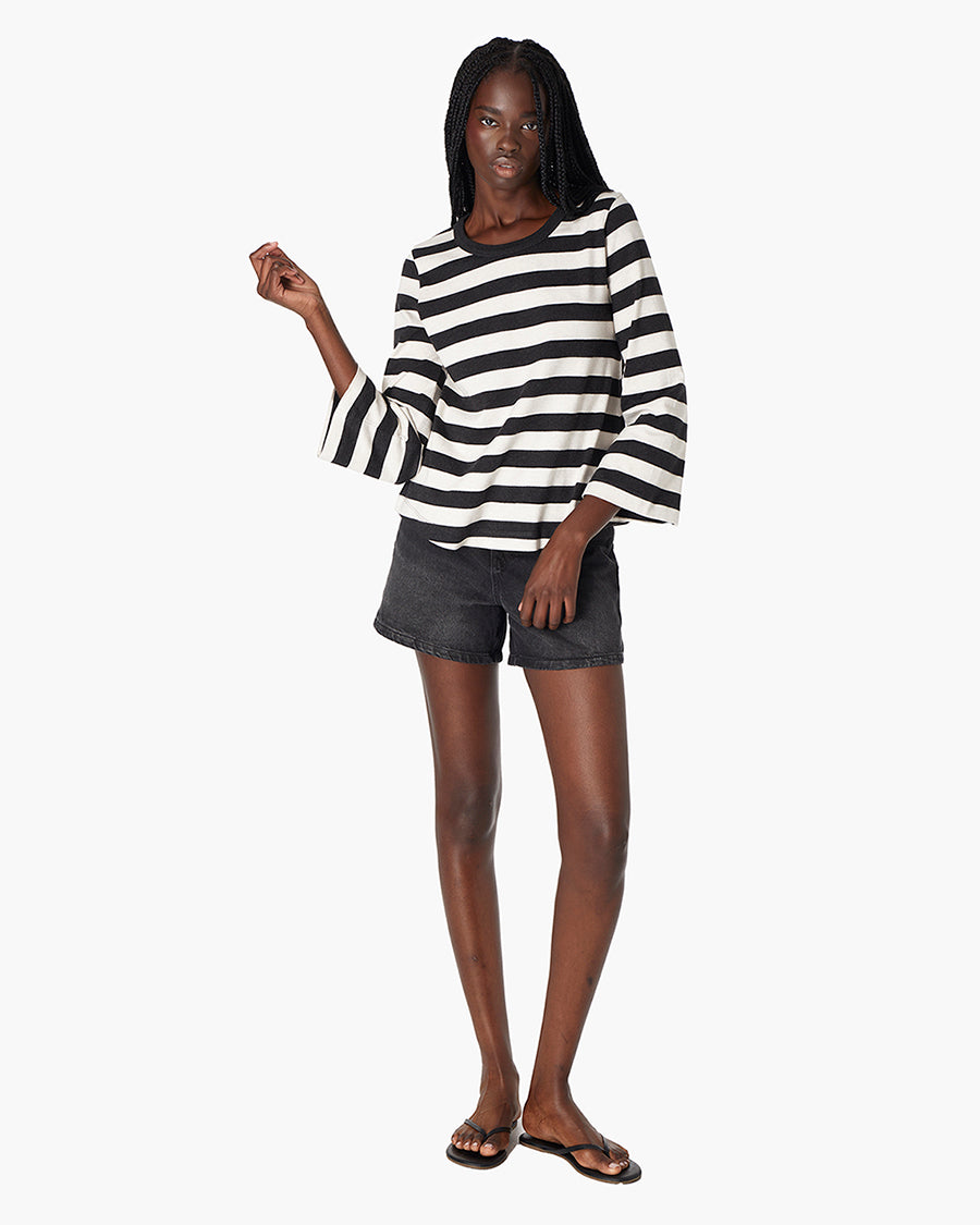 Classic Striped 3/4 Tee - Black/White