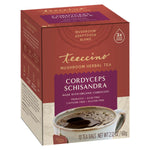 Teecino cordyceps schisandra mushroom herbal tea box, front view