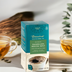 Teecino roasted herbal tea box, dandelion mocha mint, prebiotic, 25 tea bags