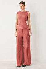 Rose wide-leg woven pants with belt loops and front pleat detailing