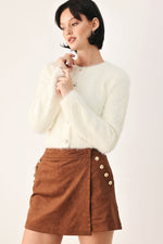 Ivory cropped cardigan with button front and patch pockets