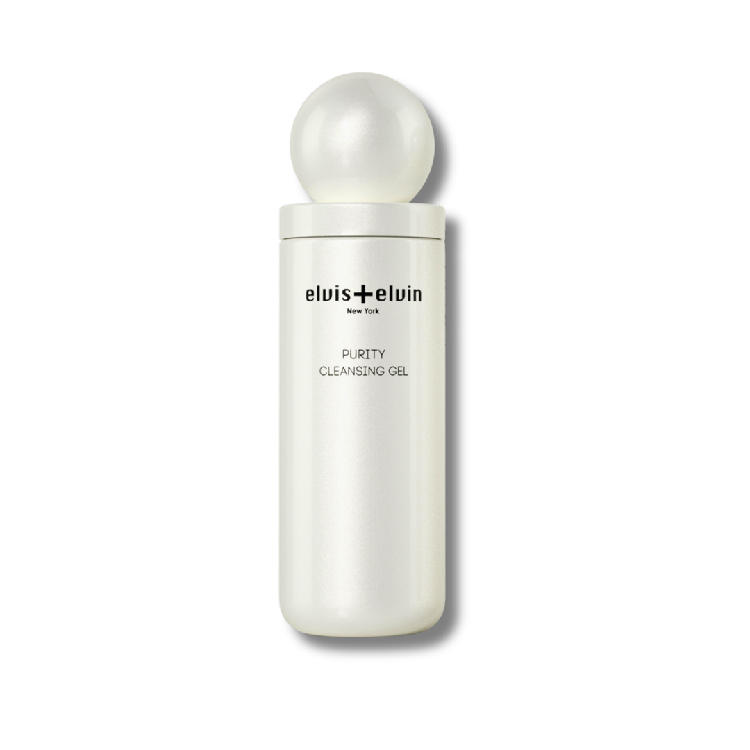 Elvis+Elvin Purity Cleansing Gel bottle with white cap and front label