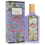 Gucci Flora Gorgeous Magnolia EDP perfume bottle in purple with floral label and gold cap