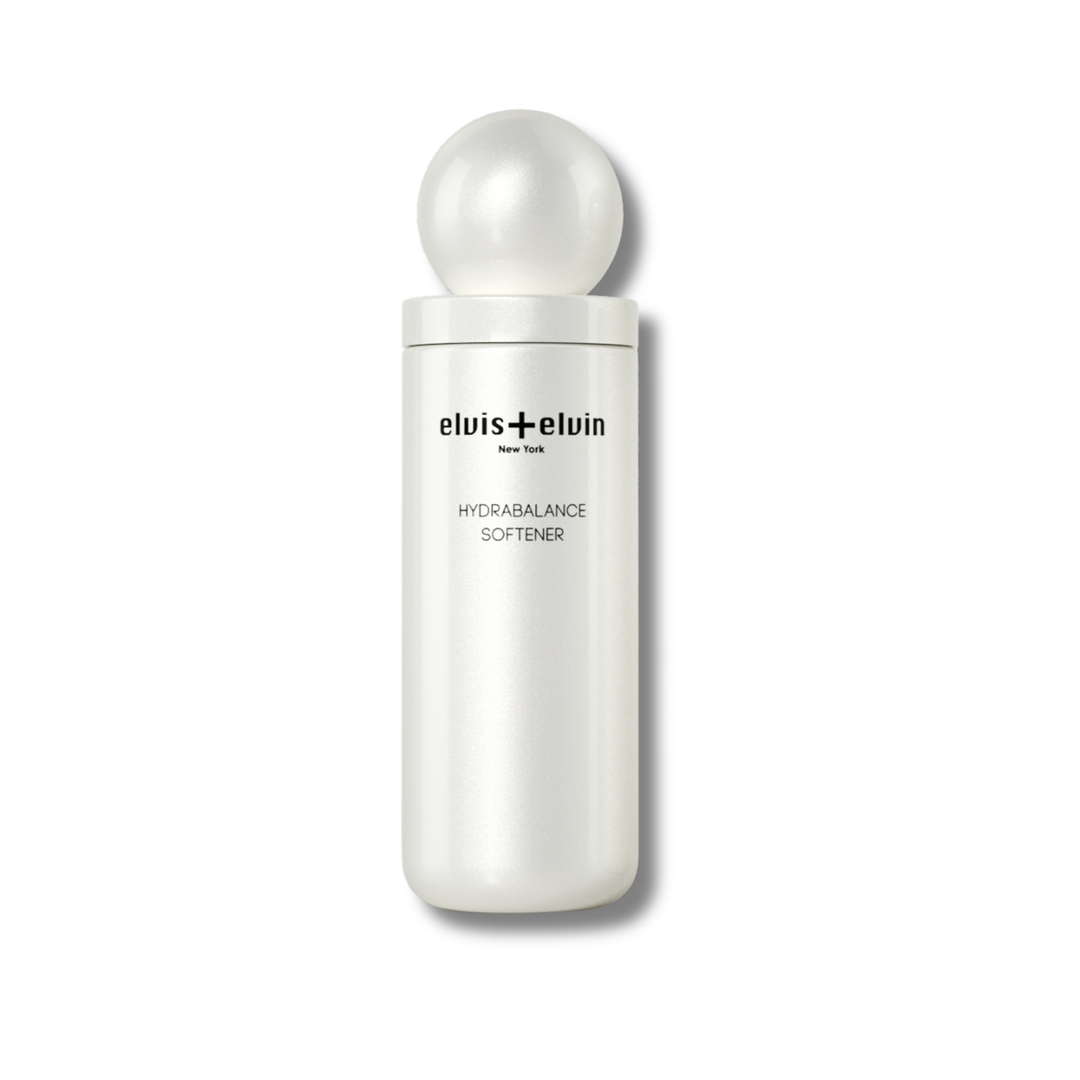 elvis+elvin HydraBalance softener bottle with white spherical cap, centered view