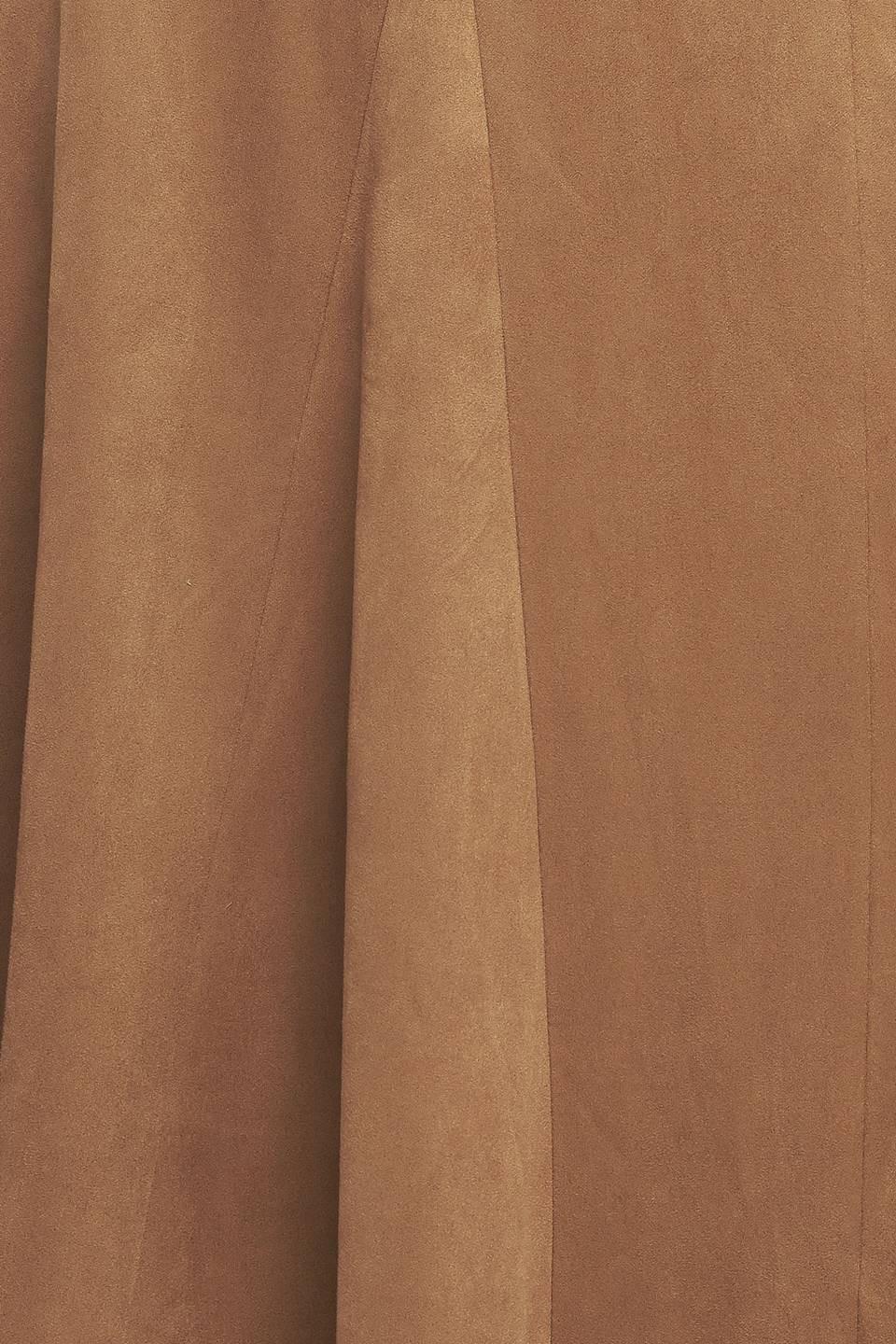 Camel faux suede fabric texture with vertical pleat lines