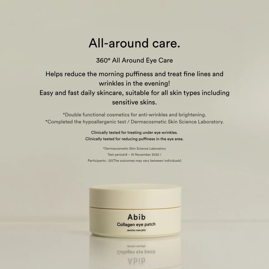 Beige Abib collagen eye patch jar with front label