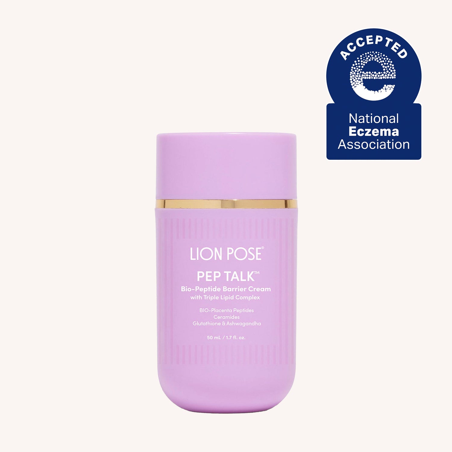 Bio-Peptide barrier repair cream in a purple bottle with gold cap
