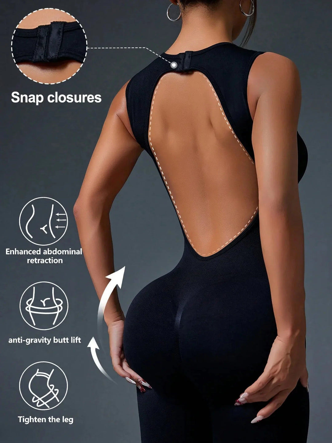 Seamless Sleeveless Yoga Jumpsuit with Zipper Closure