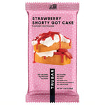 Strawberry Shorty Got Cake flavored protein bar package, pink with cake and strawberry graphic