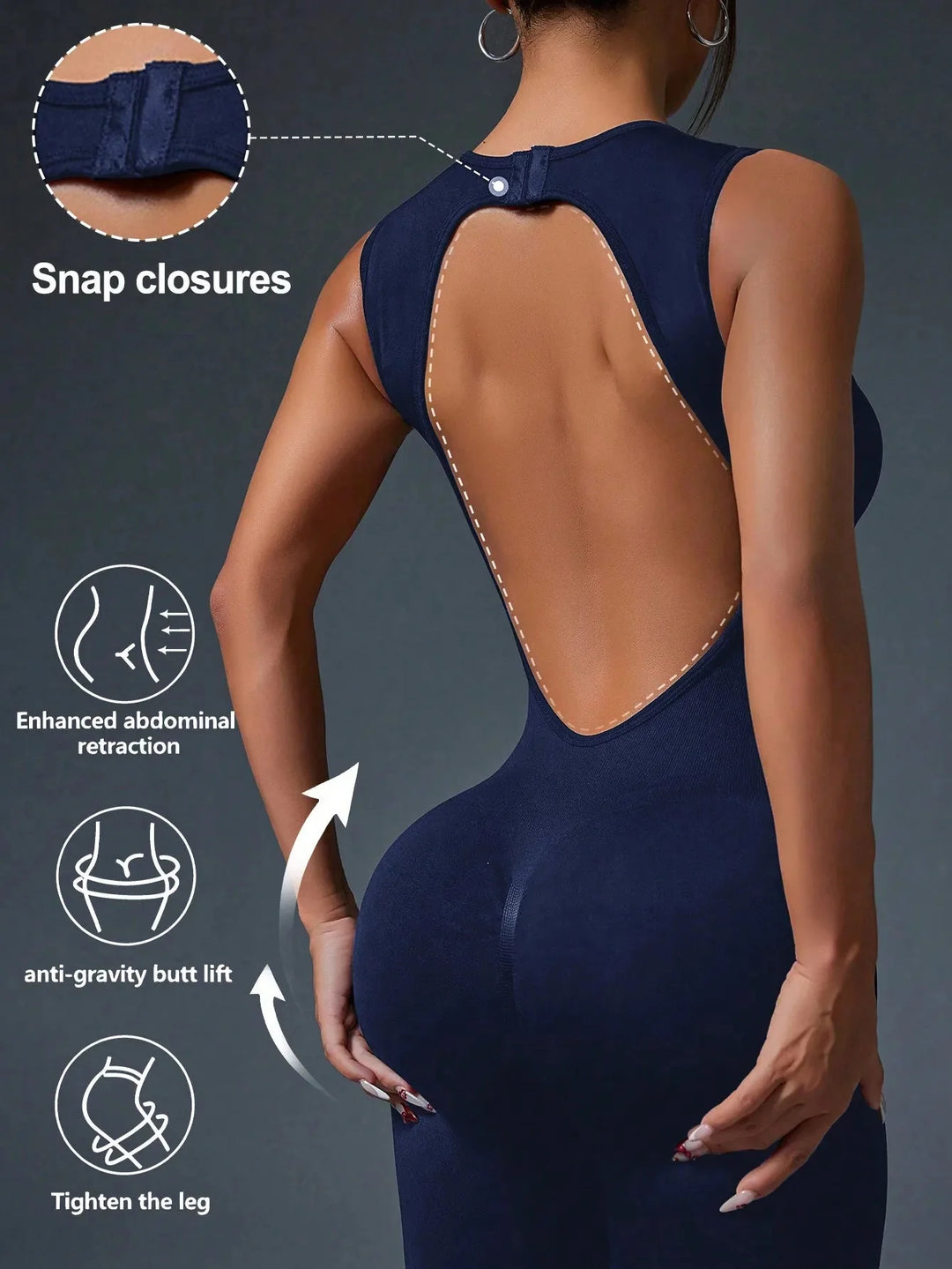 Seamless Sleeveless Yoga Jumpsuit with Zipper Closure
