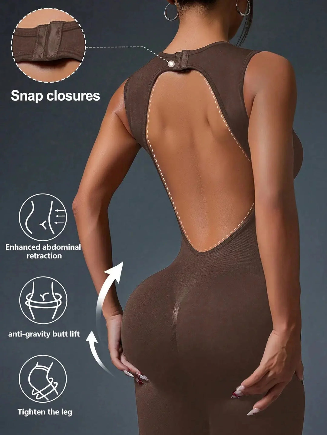 Seamless Sleeveless Yoga Jumpsuit with Zipper Closure