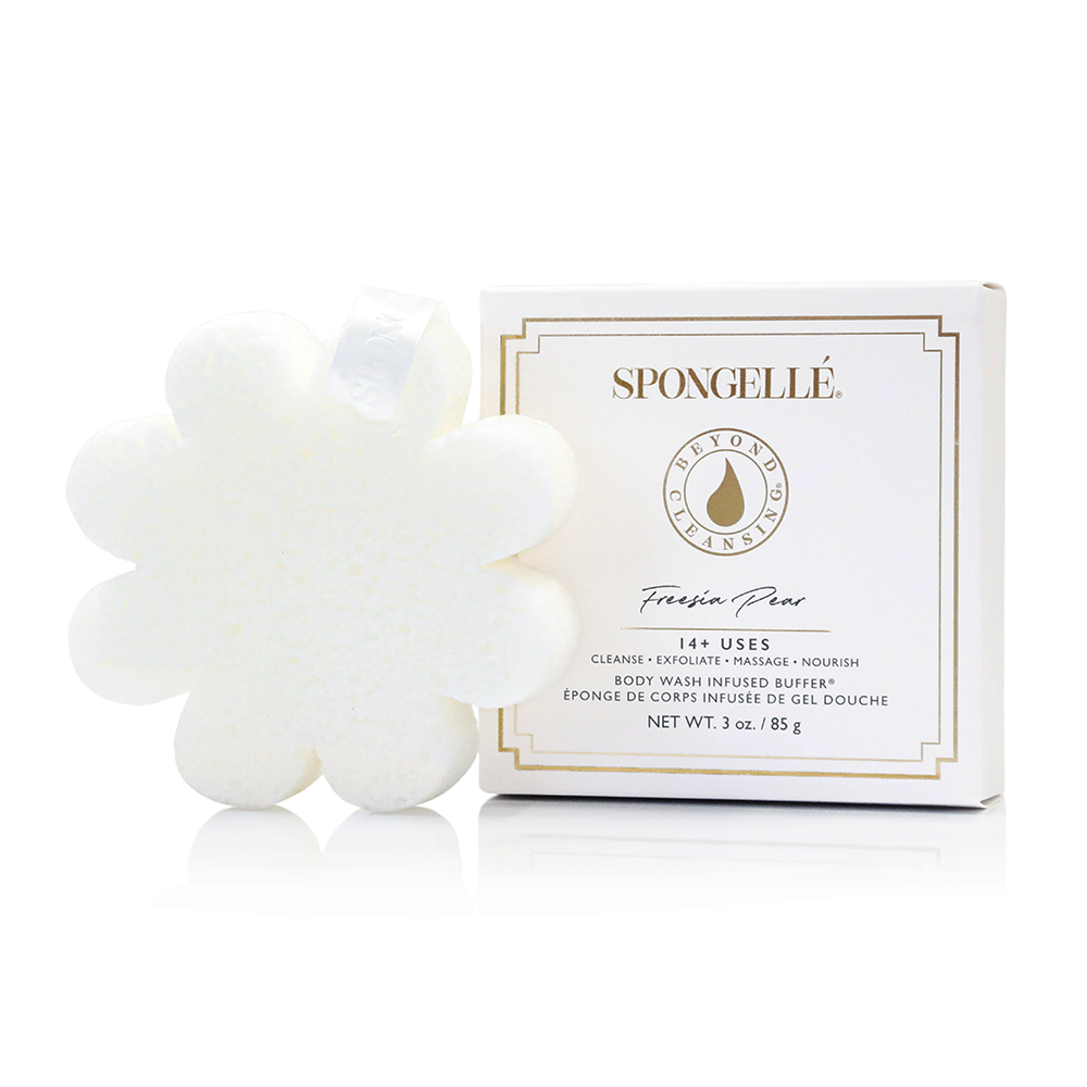 Spongellé body wash infused buffer with packaging on a white background