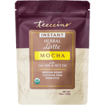 Teecino instant herbal latte mocha pouch, front panel with mocha and oat milk details