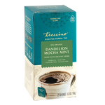 Teecino roasted herbal tea box, dandelion mocha mint blend, 25 tea bags, 3x herbs
